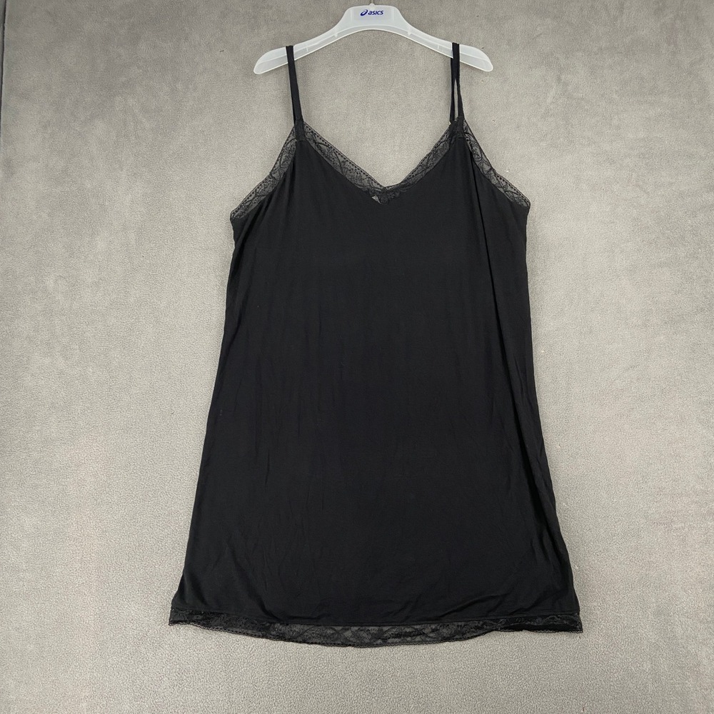 Soma Cool Nights Black Lace Trim Chemise Nightgown Sleepwear Plus Size 1X 5658